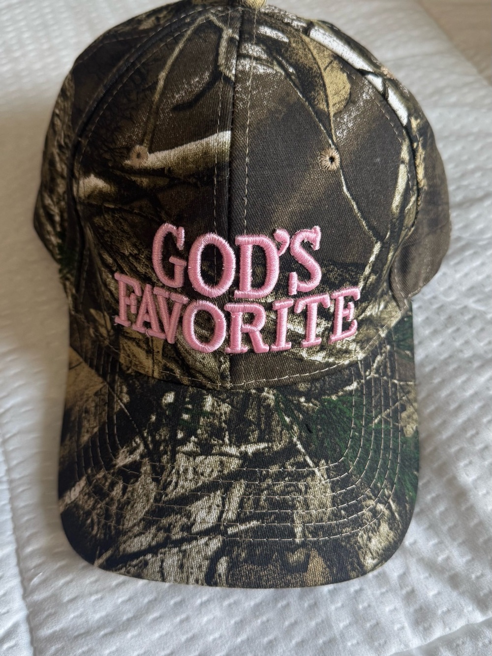 God's Favorite Pink Embroidered Camo Cap